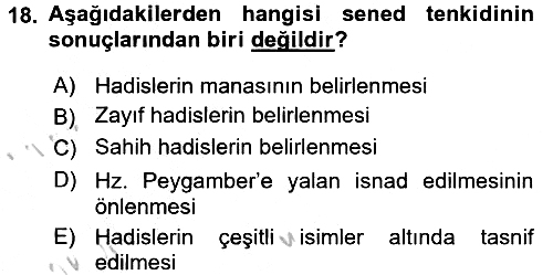 Hadis 2016-2017 3 Ders Sınavı - 18. soru
