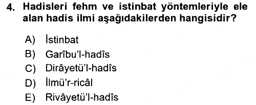 Hadis 2017-2018 3 Ders Sınavı - 4. soru