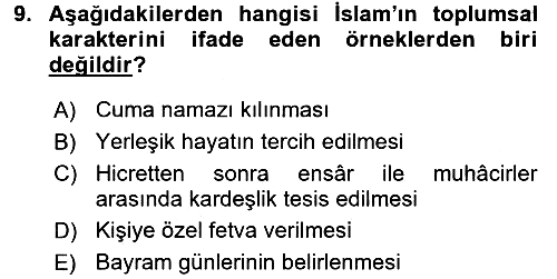 Hadis 2017-2018 3 Ders Sınavı - 9. soru