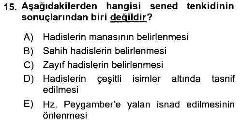 Hadis 2017-2018 3 Ders Sınavı - 15. soru