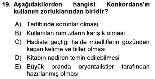 Hadis 2018-2019 3 Ders Sınavı - 19. soru