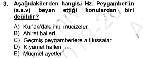Hadis 2012-2013 Ara Sınav - 3. soru