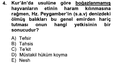 Hadis 2012-2013 Ara Sınav - 4. soru