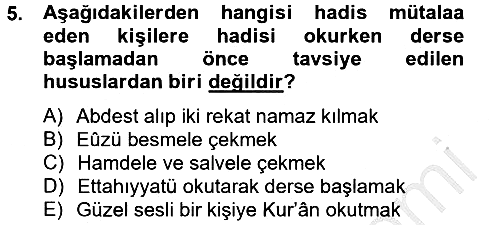 Hadis 2012-2013 Ara Sınav - 5. soru
