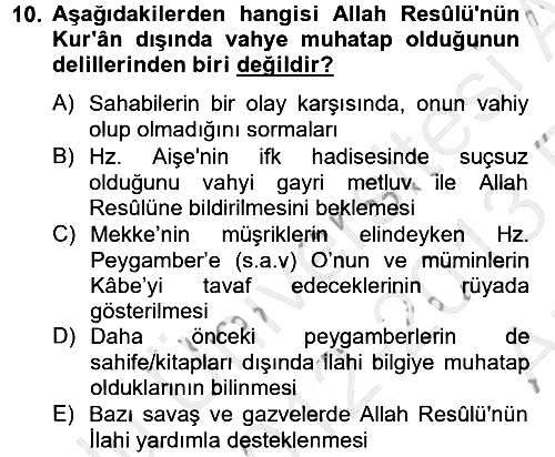 Hadis 2012-2013 Ara Sınav - 10. soru