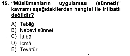 Hadis 2012-2013 Ara Sınav - 15. soru