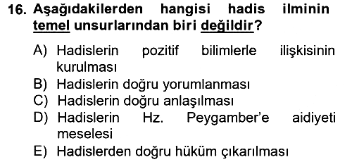 Hadis 2012-2013 Ara Sınav - 16. soru