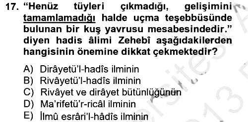 Hadis 2012-2013 Ara Sınav - 17. soru