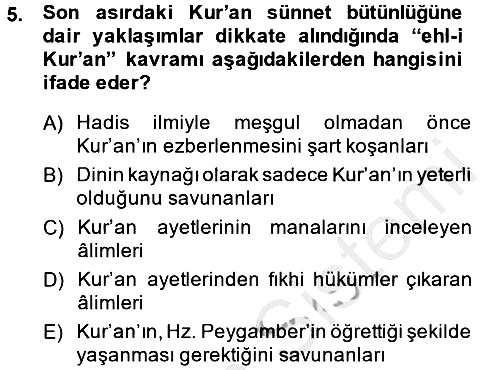 Hadis 2013-2014 Ara Sınav - 5. soru