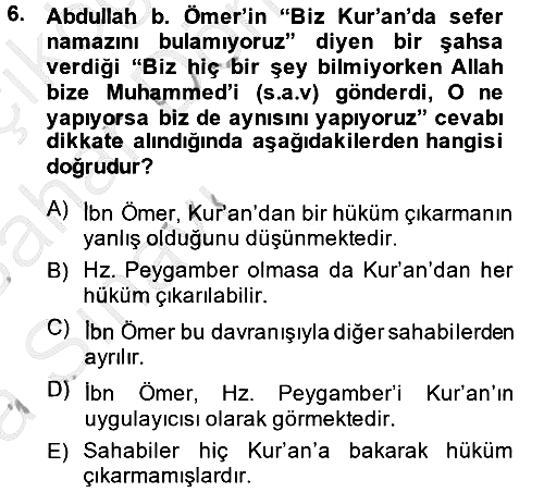 Hadis 2013-2014 Ara Sınav - 6. soru