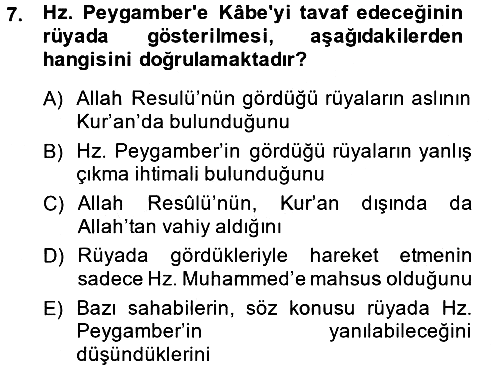 Hadis 2013-2014 Ara Sınav - 7. soru