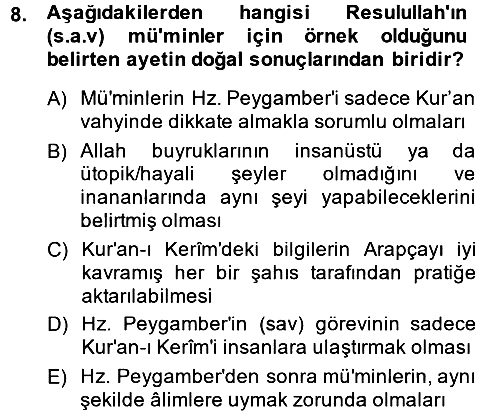 Hadis 2013-2014 Ara Sınav - 8. soru