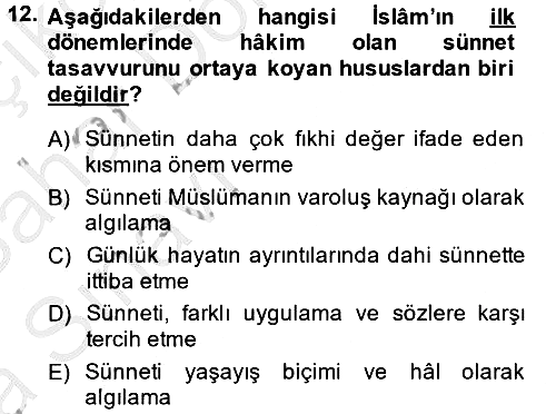 Hadis 2013-2014 Ara Sınav - 12. soru