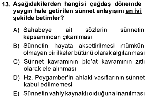 Hadis 2013-2014 Ara Sınav - 13. soru