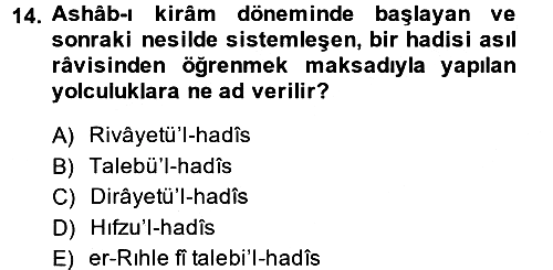 Hadis 2013-2014 Ara Sınav - 14. soru