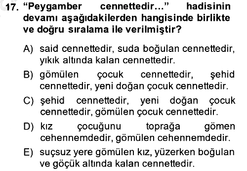 Hadis 2013-2014 Ara Sınav - 17. soru