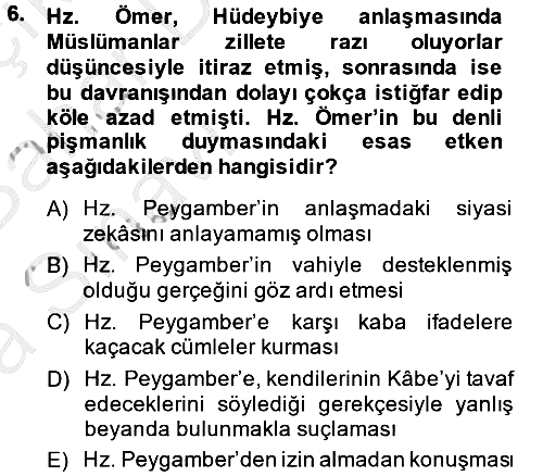 Hadis 2014-2015 Ara Sınav - 6. soru