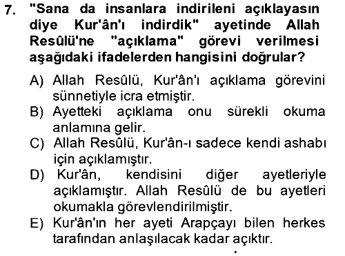 Hadis 2014-2015 Ara Sınav - 7. soru