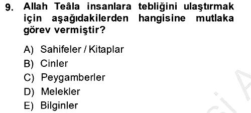 Hadis 2014-2015 Ara Sınav - 9. soru