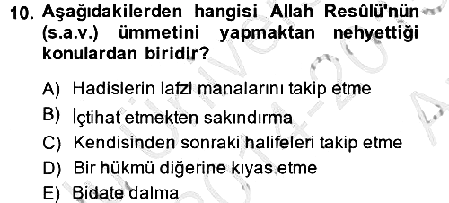 Hadis 2014-2015 Ara Sınav - 10. soru