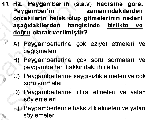 Hadis 2014-2015 Ara Sınav - 13. soru