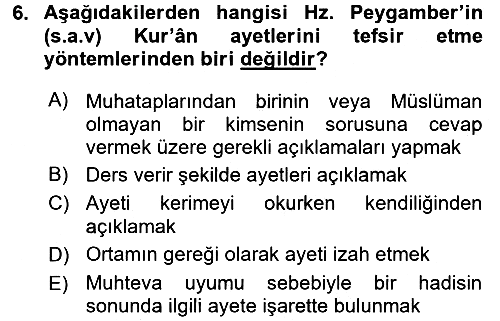 Hadis 2015-2016 Ara Sınav - 6. soru
