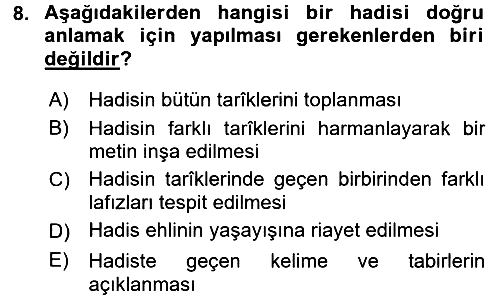 Hadis 2015-2016 Ara Sınav - 8. soru