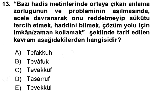 Hadis 2015-2016 Ara Sınav - 13. soru