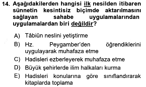 Hadis 2015-2016 Ara Sınav - 14. soru