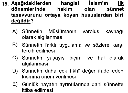 Hadis 2015-2016 Ara Sınav - 15. soru