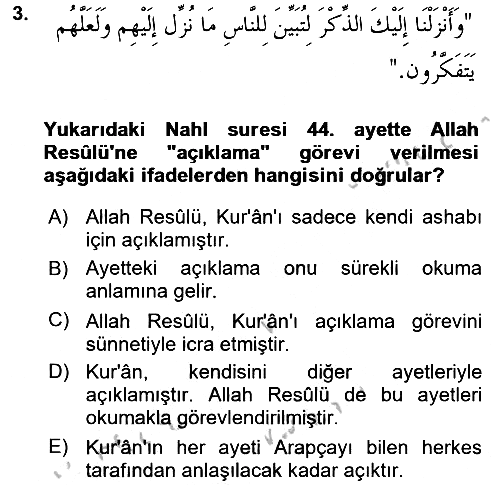 Hadis 2016-2017 Ara Sınav - 3. soru