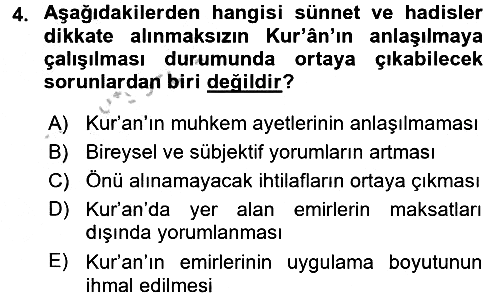Hadis 2016-2017 Ara Sınav - 4. soru