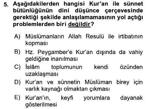 Hadis 2016-2017 Ara Sınav - 5. soru