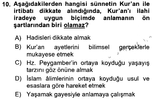 Hadis 2016-2017 Ara Sınav - 10. soru