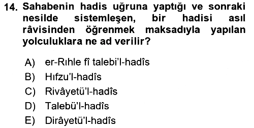 Hadis 2016-2017 Ara Sınav - 14. soru