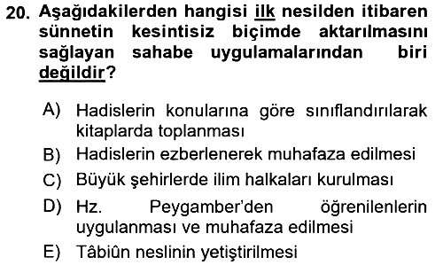 Hadis 2016-2017 Ara Sınav - 20. soru