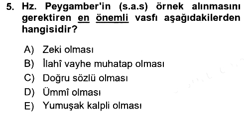 Hadis 2017-2018 Ara Sınav - 5. soru