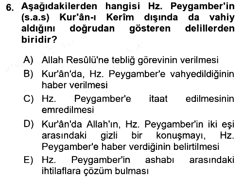Hadis 2017-2018 Ara Sınav - 6. soru