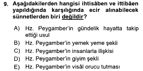 Hadis 2017-2018 Ara Sınav - 9. soru