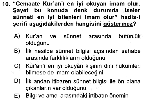 Hadis 2017-2018 Ara Sınav - 10. soru