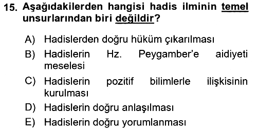 Hadis 2017-2018 Ara Sınav - 15. soru