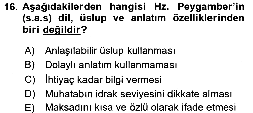 Hadis 2017-2018 Ara Sınav - 16. soru