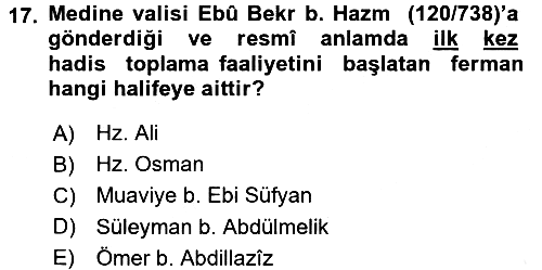 Hadis 2017-2018 Ara Sınav - 17. soru