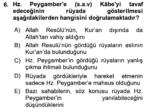 Hadis 2018-2019 Ara Sınav - 6. soru