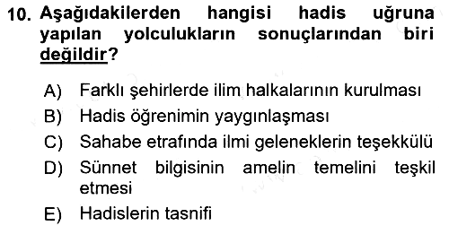 Hadis 2018-2019 Ara Sınav - 10. soru