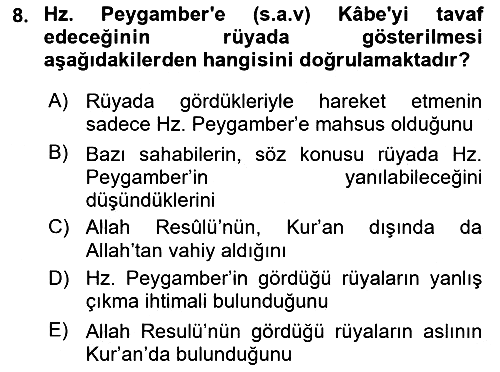 Hadis 2021-2022 Ara Sınav - 8. soru