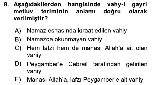 Hadis 2023-2024 Ara Sınav - 8. soru