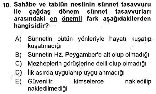 Hadis 2023-2024 Ara Sınav - 10. soru