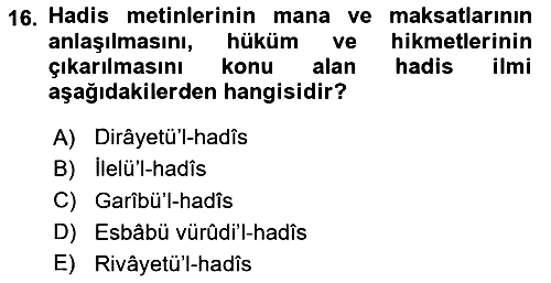Hadis 2023-2024 Ara Sınav - 16. soru