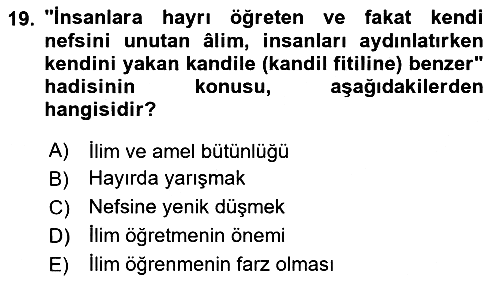 Hadis 2024-2025 Ara Sınav - 19. soru